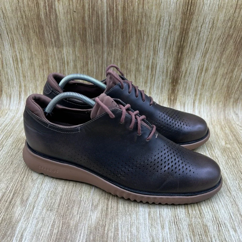 Cole Haan 2.Zerogrand Men's Size 9.5 M Laser Lined Brown Dress Shoes C25530